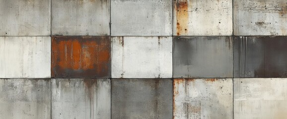 Rustic metal and concrete tile wall texture.