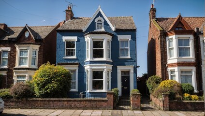 Fototapeta premium Beautiful Classic Blue Single-Family Home in Liverpool