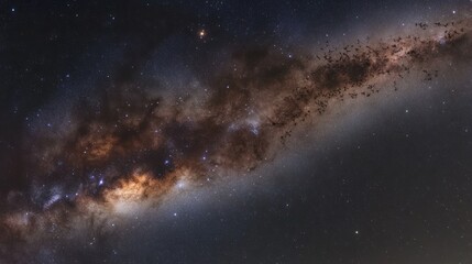 Stunning Milky Way galaxy with vibrant colors and dark nebulae across a night sky.