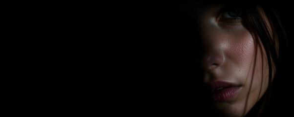 Obraz premium close-up portrait of a model with text space background