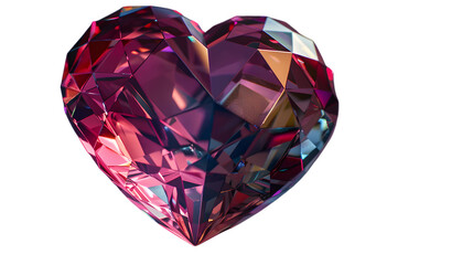 Fototapeta premium 3D faceted crystal heart, glowing with shades of pink and red, embodying romance and elegance. 