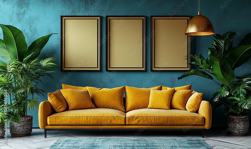 Aufkleber minimal color concept in creative interior design. presented in 3d rendering