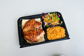 Chicken wings barbeque in a dish with BBQ grill sauce . Izgara tavuk kelebek sis kanat. Tavuk sis, gogus.