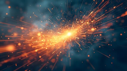 Fototapeta premium Dynamic Energy Burst, Abstract Innovation and Focus Concept - AI Generated Light Streaks and Sparkling Particles