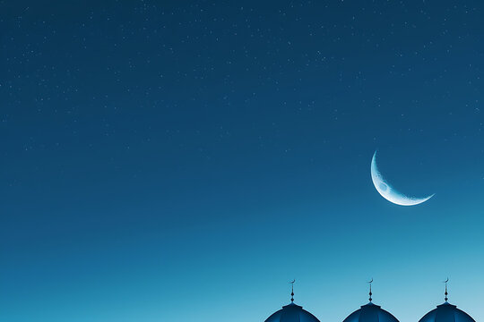 ramadan night peace, a crescent moons light, jasmine scented breeze, and serene ramadan evening prayers beneath a starlit sky