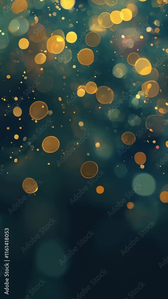 Poster Soft Golden Lights Illuminate a Dreamy Deep Blue Background in a Mesmerizing Display of Color