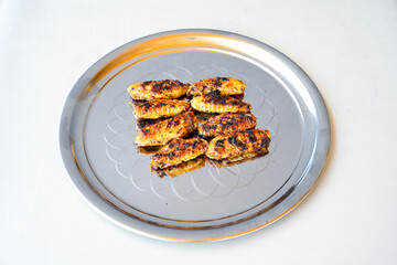 Chicken wings barbeque in a dish with BBQ grill sauce . Izgara tavuk kelebek sis kanat. Tavuk sis, gogus.