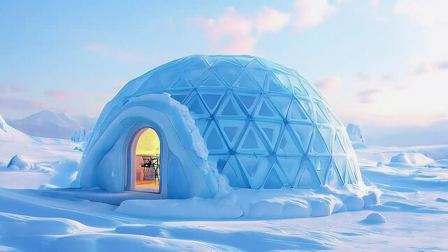 an igloo in the snow