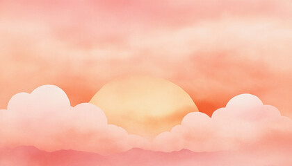Soft pastel sunset with clouds in warm tones, tranquil nature scene