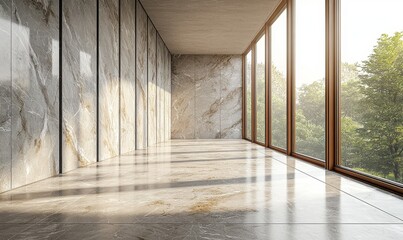 Interior design for a modern, empty living room with mock-up decor and wall texture as the background