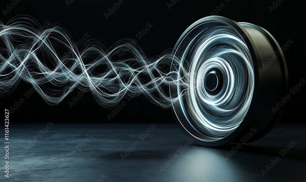 Aufkleber a dynamic visual of energy stored in a flywheel with spinning momentum lines.