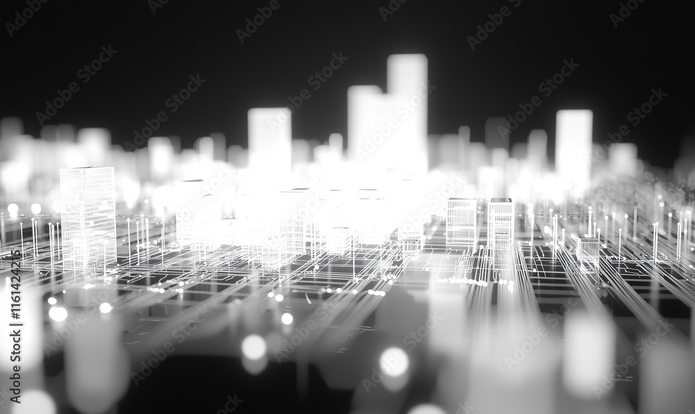 Aufkleber dynamic energy infrastructure visualization energy-efficient urban cityscape illuminated by smart gr