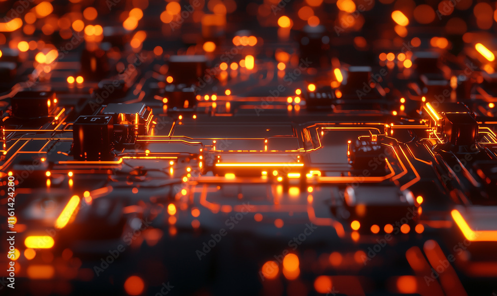 Aufkleber dynamic energy flow in circuit boards high-tech laboratory digital imagery futuristic environment cl