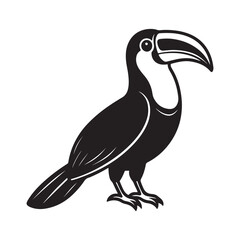 Toucan Bird silhouette, black and white silhouette, vector and illustration