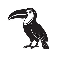 Toucan Bird silhouette, black and white silhouette, vector and illustration
