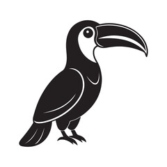 Toucan Bird silhouette, black and white silhouette, vector and illustration