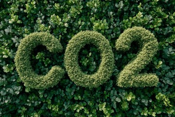 CO2 made of green plants on green background