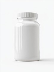 3D Rendered Plastic Pill Jar Isolated on Bright White Background for Clear Mock-Up Presentation