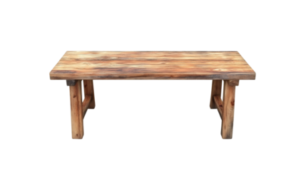 Simple and rustic wooden table with transparent background, ideal for showcasing products or creating composite images