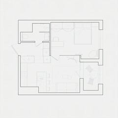 Apartment floor plans. Micro, one, two bedroom apartment. Interior design elements kitchen, bedroom, bathroom furniture. Vector architecture plan of studio, condominium, flat, house. 2D floor plans
