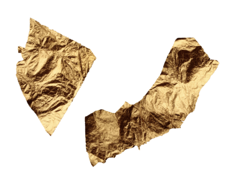 PNG Torn, ripped  bronze foil scrap piece paper. Gold grunge texture stain isolated on transparent background.