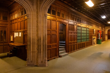 Indoors view of the Palace of Westminster, the meeting place of the Parliament of the United Kingdom located in London