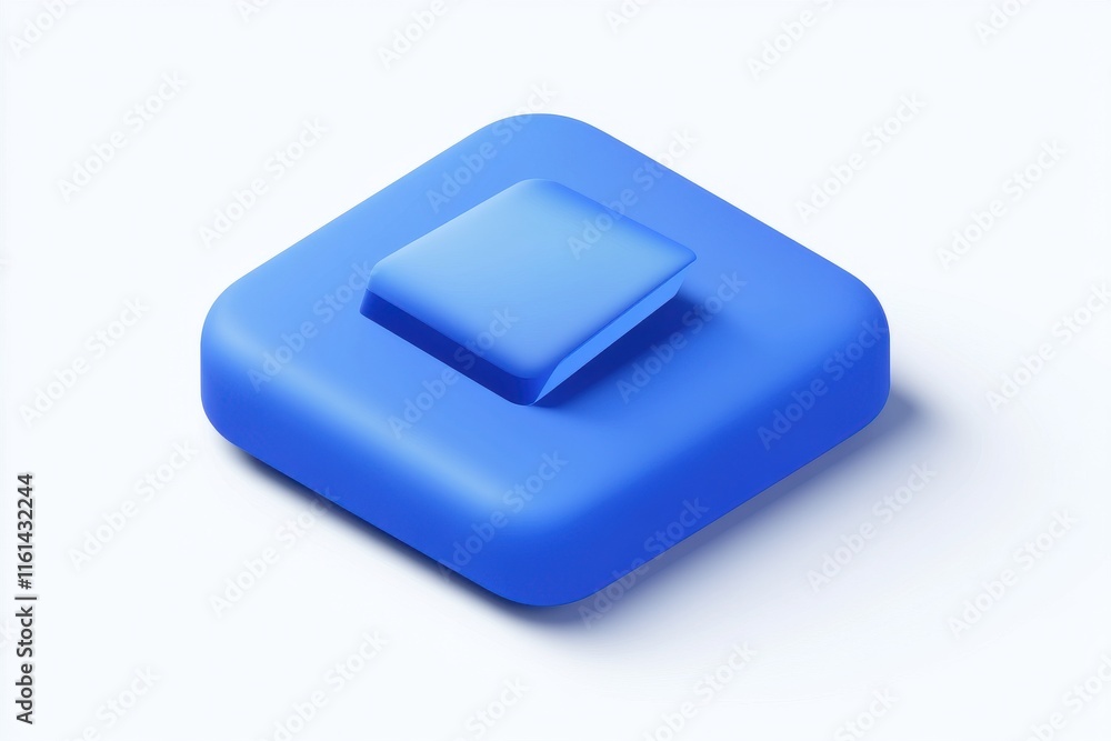 Poster a minimalistic blue button with a soft, rounded design, perfect for modern app interfaces.