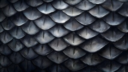 Fototapeta premium Intricate Textured Scales Dark Shiny Surface Patterns Depth Detailing Artistry