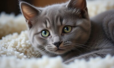 Gray kitten with striking green eyes