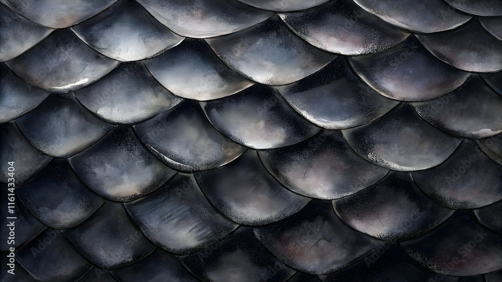 Poster intricate metallic scales textured surface glimmering shadows unique patterns artistry