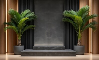 Elegant interior with palm plants