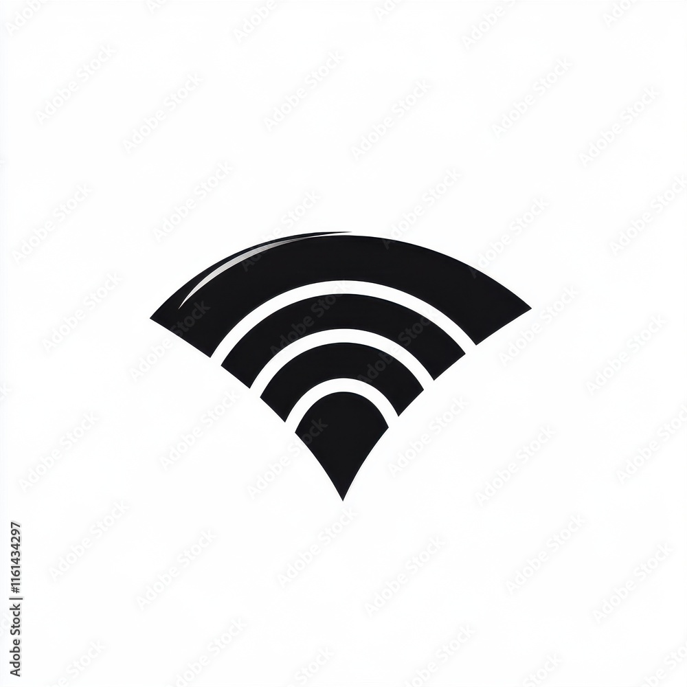 Poster minimalist black wifi symbol with curved lines emanating outward, representing connectivity and tech
