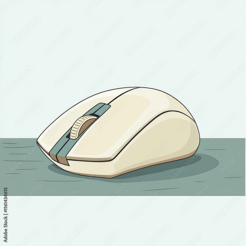 Poster a sleek, modern computer mouse rests on a smooth surface against a soft backdrop.