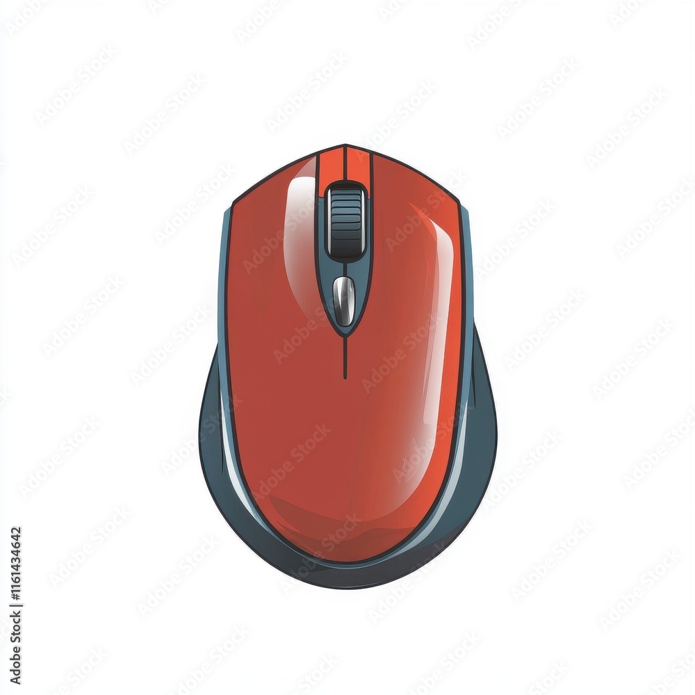 Poster a vibrant red computer mouse with sleek design, perfect for modern tech setups.