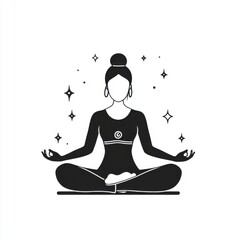 Silhouetted woman meditating, embodying peace and tranquility against a minimalist backdrop.