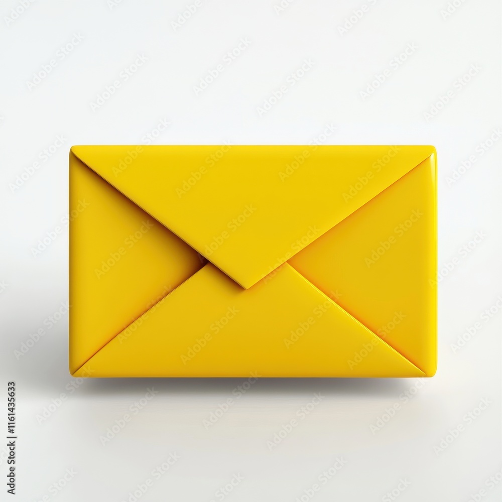 Poster a vibrant yellow envelope on a clean background, symbolizing communication and sending messages.