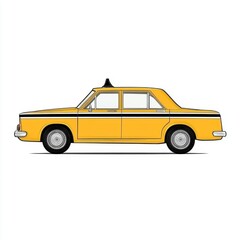 Obraz premium A vibrant yellow taxi with a classic design, showcasing its iconic shape and details, perfect for urban scenes.