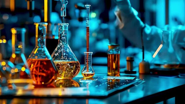 beakers  and  other laboratory equipment