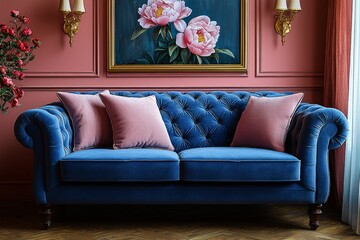 Stock illustration showcasing a sleek, modern interior with a glamorous touch