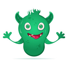 Little cute green monster. Emotional monster. Children's illustration. Character on a white background.