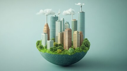 Sustainable Cityscape on a Globe Green Energy, Eco-Friendly Practices, and Corporate Sustainability