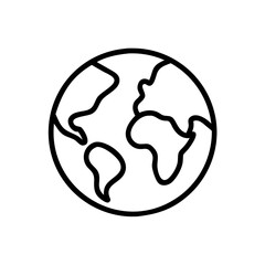 Outline of Earth globe on white background