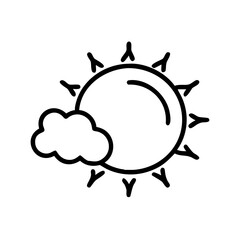 Fototapeta premium Sun and cloud icon in minimalistic black and white style