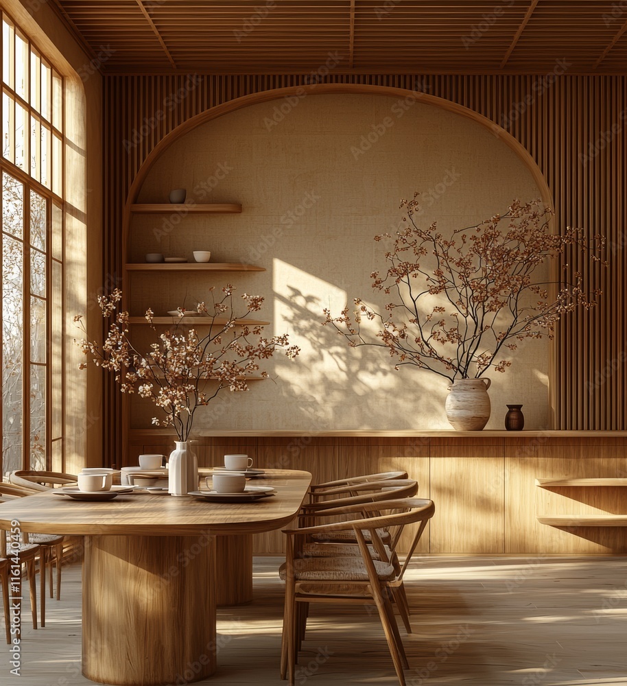 Poster a 3d render showcasing a nomadic boho interior background in a home mockup with rustic elements