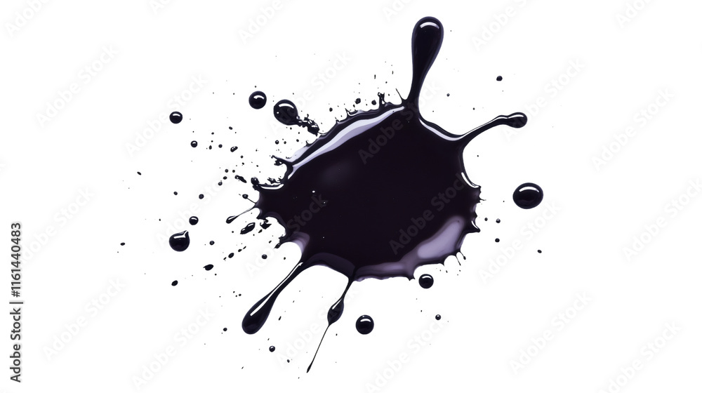 Poster Dark purple paint splashing on transparent background creating a dynamic and artistic effect, ideal for creative projects