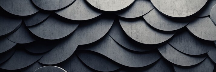 Obraz premium Abstract dark gray overlapping circular shapes.