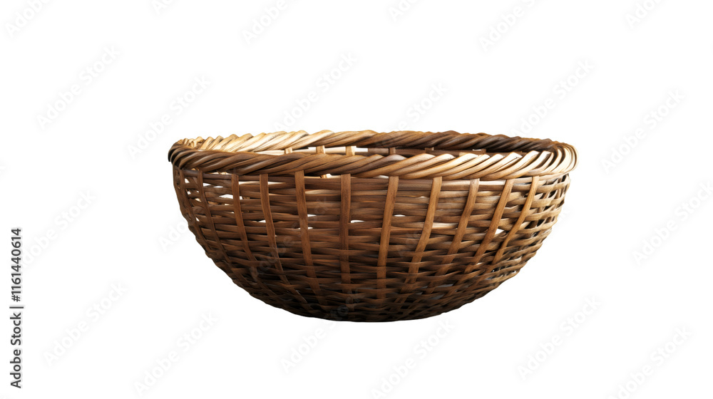 Poster wicker basket isolated on transparent background, ideal for photo editing and compositions