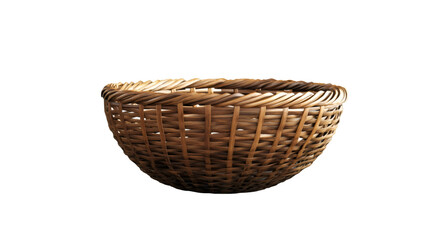 Wicker basket isolated on transparent background, ideal for photo editing and compositions