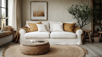 Minimal and clean modern living room Stock