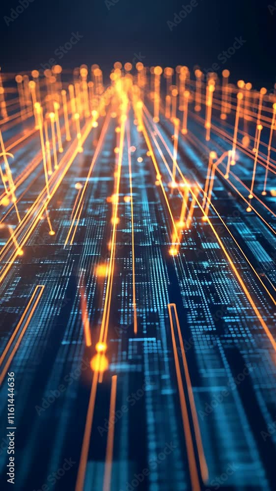 Aufkleber digital connections emerge in a vibrant network illuminated by glowing lines and points of data